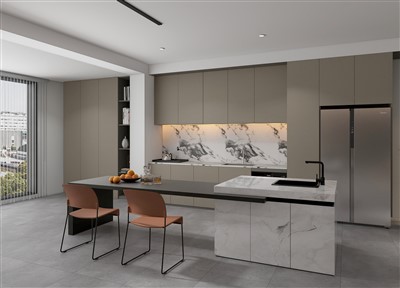 Šviesiai ruda virtuvės spintelė